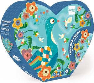 Scratch contour puzzel - pauw - 41x58cm - 40 stukjes - 3 jaar
