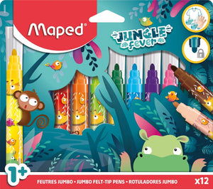Maped office maped viltstift jungle fever jumbo | etui van 12 stuks | assorti