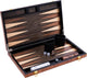 Longfield backgammon 18 inch - elzenhout ingelegd bord - luxe houten koffer - natuurlijke afwerking - engelhart