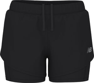 New balance sport 2-in-1 short 3 dames sportbroek - black