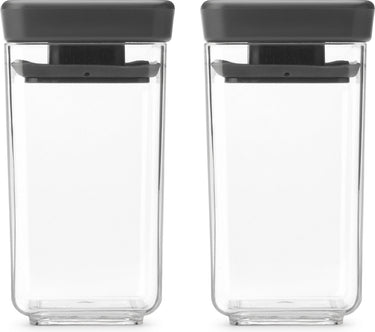 Brabantia tasty+ voorraadbussen - stapelbaar - 2 x 0,15 l - dark grey