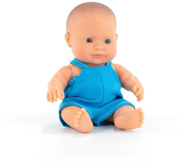Miniland babypop - europese jongen 21cm - met vanillegeur - waterdicht - 10 maanden