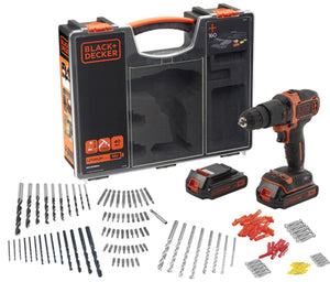 Black+decker 18v schroef- klopboormachine 2x 18v 1.5ah accu’s 160 acc - bdchd18boa-qw