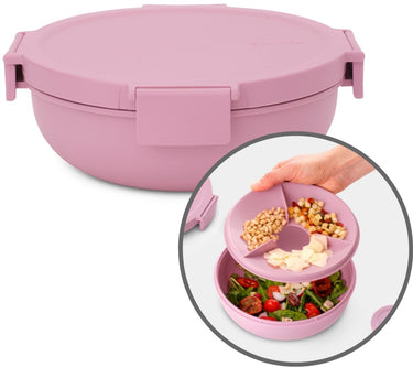 Brabantia make take salade lunchbox to go - 1,3 l - kunststof - lilac pink