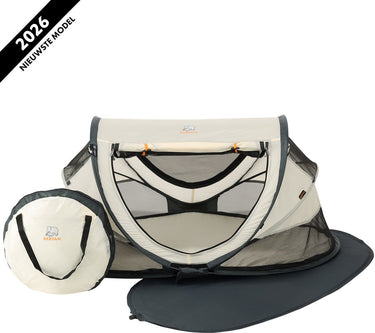 Deryan peuter luxe campingbedje – inclusief zelfopblaasbare matras - cream