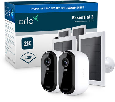 Arlo essential3 2k beveiligingscamera zonnepanelen - 2-pack