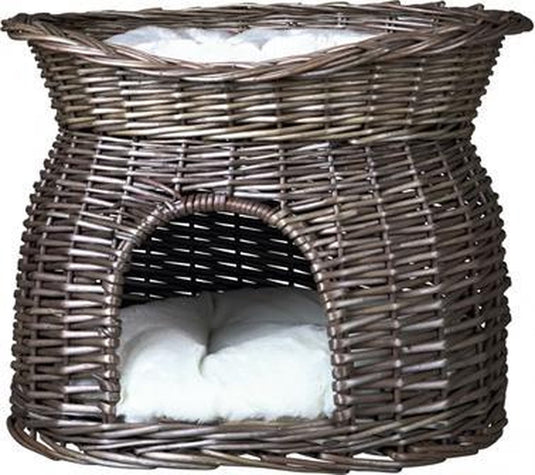 Trixie kattenmand - wilg grijs - 2 ligplaatsen, uitneembare kussens, 54x43x37 cm