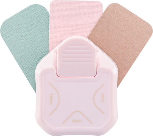Vaessen creative pons - hoekpons - 3 in 1 label pons - 4, 7, en 10 mm - roze