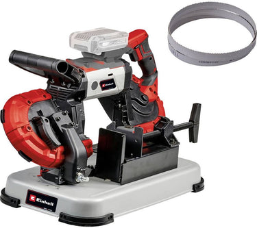 Einhell accu bandzaag te-mb 18 127 u li solo - power x-change - 18 v li-ion - zaagsnelheid: 120 m min - zaaghoogte: 115 mm - zaagbreedte: 127 mm - hoekverstelling 0° tot 47° - incl. 2x zaagband - excl. accu en lader