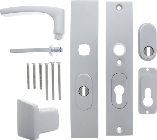Starx veiligheidsbeslag met kerntrekbeveiliging â€“ deurbeslag aluminium â€“ duwer kruk â€“ langschild pc55 pc72mm