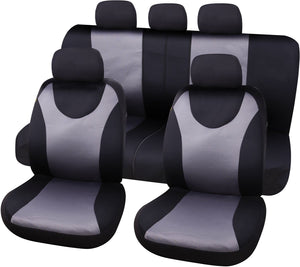 Carpoint stoelhoesset london 9-delig zwart grijs