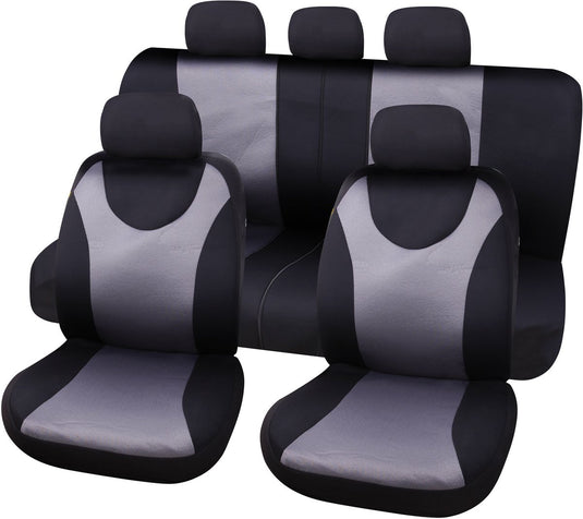 Carpoint stoelhoesset london 9-delig zwart grijs