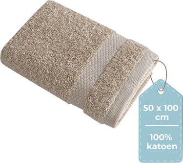 Hush. living hush living - handdoek 100% katoen - per stuk - 50×100 cm - zware kwaliteit 500g m2 - stijlvol boord en ophanglus - zand