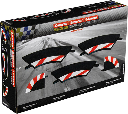 Carrera racebaanonderdeel - digital 124 132 evolution - uitbreidingsset binnenste railstukken met randstrips voor 60° bochten - 3 baanonderdelen onderdeel