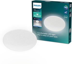 Philips moire plafondlamp - glittereffect - koelwit licht: 4000k - diameter: 42 cm - 36w - rond - wit