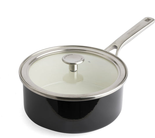 Kitchenaid steel core enamel steelpan 20cm 2,4l - onyx zwart - inductie - pfas-vrij