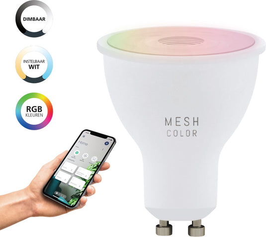 Eglo connect.z smart led lamp - gu10 - ø 5 cm - instelbaar rgb wit licht - dimbaar - zigbee