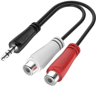 Hama 00200350 jackplug cinch audio aansluitkabel [1x cinch-koppeling - 1x jackplug male 3,5 mm] 0.15 m zwart