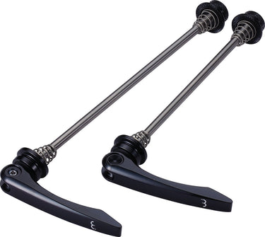 Bbb cycling quick release set lightblock - lichtgewicht snelspanners fiets voor- en achterwiel - titanium - 100mm 130mm - bqr-11