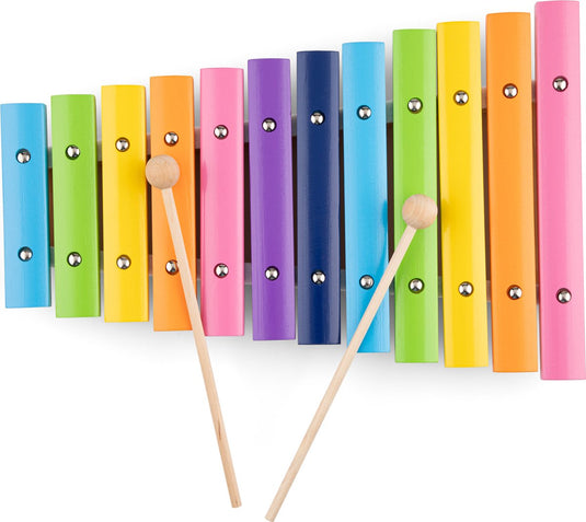 Woet ® houten xylofoon speelgoed - kleurrijk speelgoedinstrument met muziekboekje en 2 stokjes - stimuleert muzikale ontwikkeling - vanaf 2 jaar