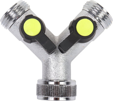 Talen tools - tuinslang y-vertakking - 2 bolkraantjes - 1 inwendig draad - 3 4 uitwendig draad