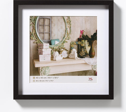 Walther stockholm - 3d mdf houten lijst - fotoformaat 40x40 cm - zwart