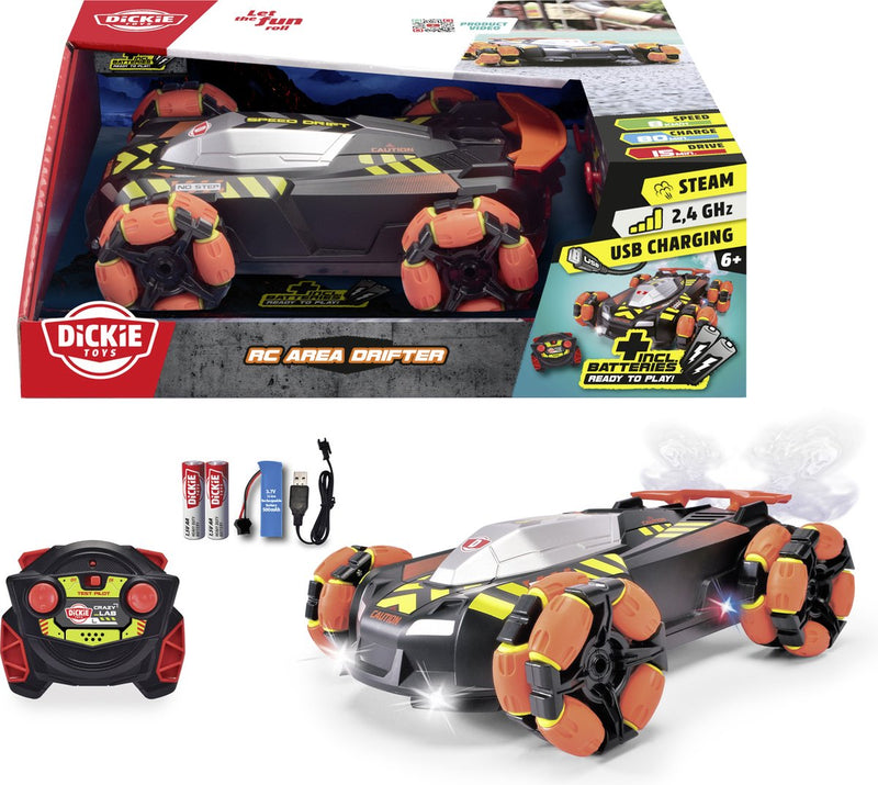 Afbeelding laden in galerijviewer, Dickie toys - rc area drifter - racewagen - licht - rookfunctie - driftfunctie - vanaf 6 jaar
