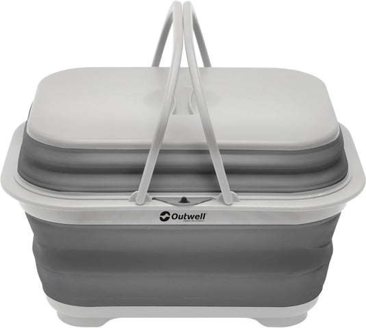 Outwell collaps washing base w handle lid afwasbak met deksel opvouwbaar siliconen grijs