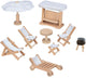 Goki poppenhuismeubeltjes: tuinmeubelen, 9-delig, schommel h10,5cm, hout en tekstiel, 3+