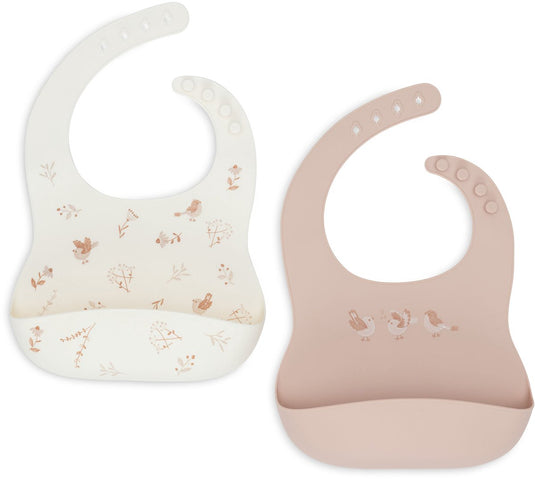 Jollein baby slab siliconen - lovely birds - 2-pack