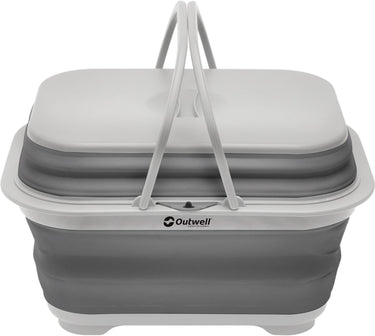 Outwell collaps washing base w handle lid afwasbak met deksel opvouwbaar siliconen grijs