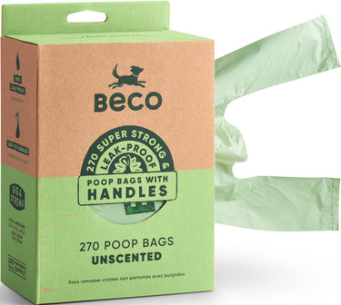 Beco duurzame hondenpoepzakjes gemaakt van gerecycled plastic en handvatten - 270 stuks