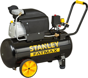 Stanley fatmax compressor, 50 liter, 10 bar, oliegesmeerd, horizontaal model, 2,5 pk, 240 l min luchtdebiet, draagbaar, zwart geel, geschikt voor oppompen en pneumatisch gereedschap