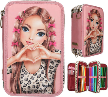 Depesche - topmodel 3-vaks etui met strikken - leoheart