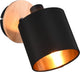 Rl live your light reality tommy spot - houtkleur - excl. 1 x e14 - rond - zwart-goud