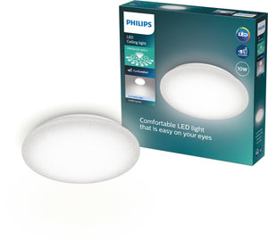 Philips led philips moire plafondlamp - glittereffect - koelwit licht: 4000k - diameter: 24 cm - 10w - rond - wit