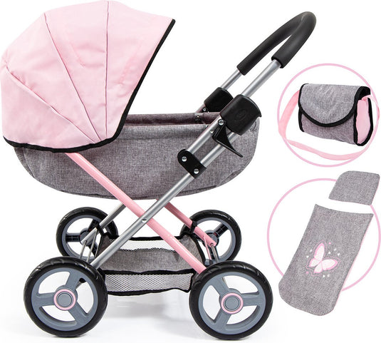 Bayer design - poppenwagen cosy - grijs met vlinders