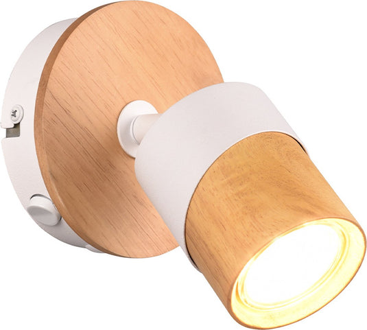 Trio aruni - spot - houtkleurig met wit - excl. 1x gu10 4,5w