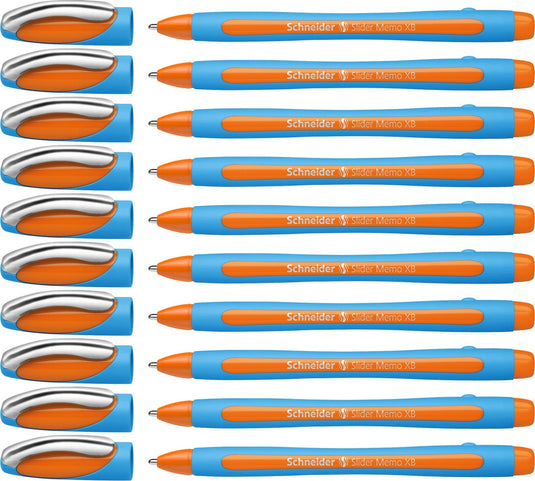 Schneider schrijfwaren schneider balpen - slider memo - penpunt xb - schrijfbreedte 1,4mm - oranje - 10 stuks - s-150206-10