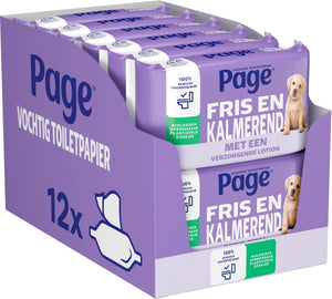 Page ® vochtig toiletpapier - fris en kalmerend (care) - met een verzorgende lotion - 456 velletjes - 12 x 38 stuks - voordeelverpakking
