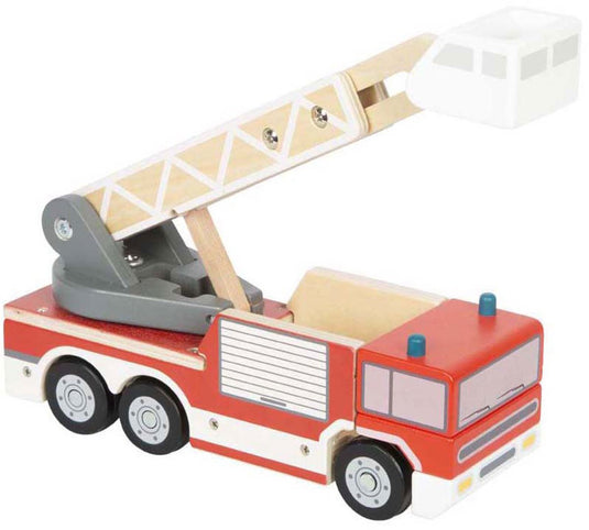 Small foot - houten brandweerwagen met roterende ladder