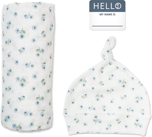 Lulujo hello world swaddle mutsje - blueberry