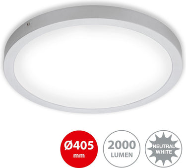 Briloner - led opbouwspot - plafondlamp, 24,5 watt, 2.400 lumen, 4.000 kelvin, rond, chroom-mat