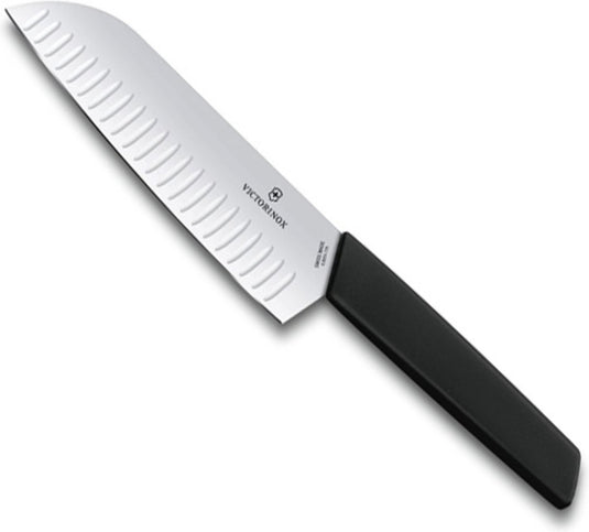 Victorinox swiss modern santokumes 17cm - kuiltjes - zwart