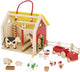 Goki poppenhuis: schuur 33x26x28cm, 31-delig, draagbare koffer met toebehoren, 3+