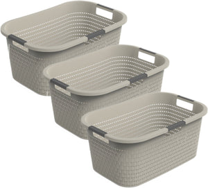 Rotho country - 3-delige set wasmand 40 l - kunststof- bpa-vrij - beige