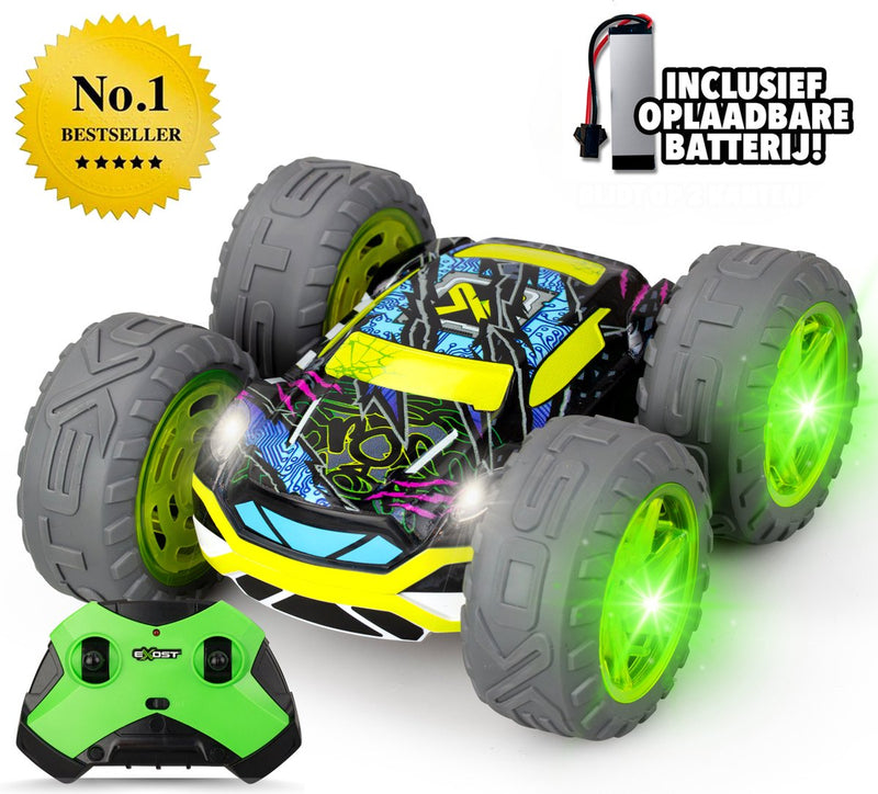 Afbeelding laden in galerijviewer, Exost rc 360 cross flash stuntauto groen 1:18 - flashing wheels - incl. oplaadbare batterij - rc auto
