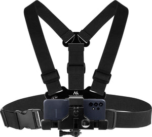 Maclean - borstband voor mobiele telefoon camera houder - universeel - zwart