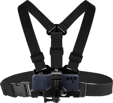 Maclean - borstband voor mobiele telefoon camera houder - universeel - zwart