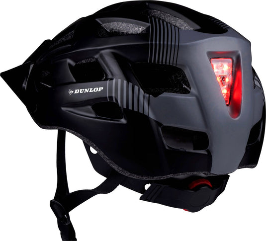 Dunlop fietshelm - mountainbike helm - maat l - verstelbaar 58-61cm - led verlichting - zwart